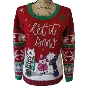United States Sweaters Holiday Christmas Polar Bear Crew Neck Sweater - Small